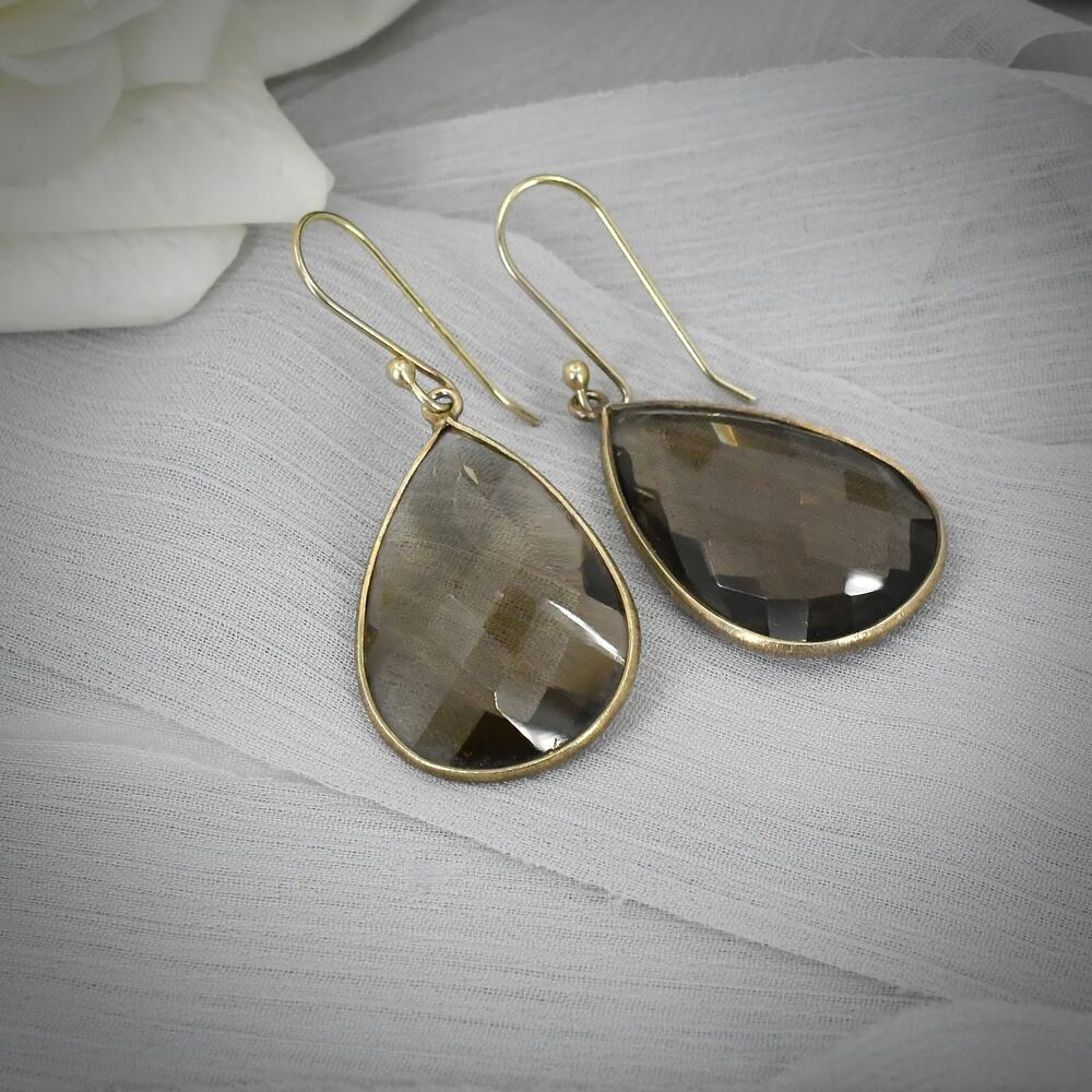 Susanne Friis Bjørner SFB 925 Sterling Gold Plated Smoky Quartz Earrings 50ctw